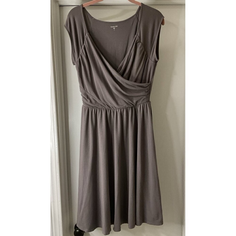 Garnet Hill Cross Front Soft Knit Grey Sleeveless Midi Dress Size S